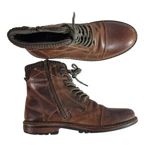 Crevo Camden Lace Up Boots Black SZ 10 Cap Toe Zip Comfort Memory CV1217-225